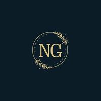första ng skönhet monogram och elegant logotyp design, handstil logotyp av första signatur, bröllop, mode, blommig och botanisk med kreativ mall. vektor