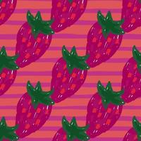 Freihändige Erdbeeren nahtloses Muster. Doodle Erdbeer endlose Tapete. vektor