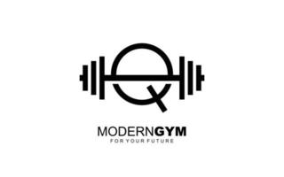 q-Logo-Fitnessstudio-Vektor für Identitätsunternehmen. Anfangsbuchstabe Fitness Vorlage Vektor Illustration für Ihre Marke.