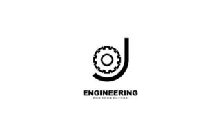 j Logo-Ausrüstung für Identität. industrielle Vorlagenvektorillustration für Ihre Marke. vektor