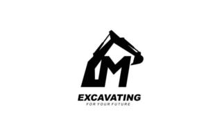 m logotyp grävmaskin för konstruktion företag. tung Utrustning mall vektor illustration för din varumärke.