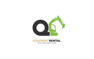q logotyp grävmaskin för konstruktion företag. tung Utrustning mall vektor illustration för din varumärke.