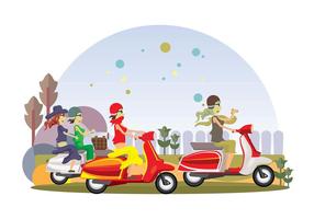 Happy Girl Lambretta Gang Vector