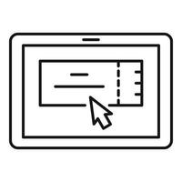 Tablet-Online-Ticket-Symbol, Umrissstil vektor