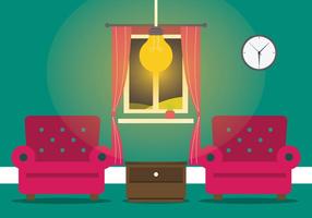 Varm vardagsrum med moderna lampa Vector