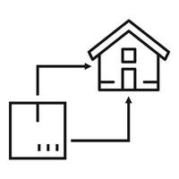 hus omlokalisering ikon, översikt stil vektor