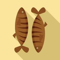 Gebratener Fisch-Symbol, flacher Stil vektor