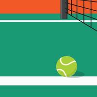 Tennisball-Vektor. Tennisball auf dem Feld. Hintergrund. Freiraum für Text. Platz kopieren. vektor