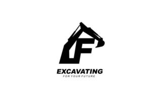 f logotyp grävmaskin för konstruktion företag. tung Utrustning mall vektor illustration för din varumärke.