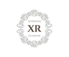 xr initialer brev bröllop monogram logotyper samling, hand dragen modern minimalistisk och blommig mallar för inbjudan kort, spara de datum, elegant identitet för restaurang, boutique, Kafé i vektor