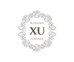 xu initialer brev bröllop monogram logotyper samling, hand dragen modern minimalistisk och blommig mallar för inbjudan kort, spara de datum, elegant identitet för restaurang, boutique, Kafé i vektor