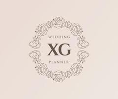 xg initialer brev bröllop monogram logotyper samling, hand dragen modern minimalistisk och blommig mallar för inbjudan kort, spara de datum, elegant identitet för restaurang, boutique, Kafé i vektor