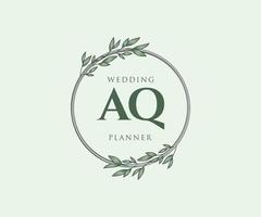 aq initialen brief hochzeitsmonogramm logos sammlung, handgezeichnete moderne minimalistische und florale vorlagen für einladungskarten, save the date, elegante identität für restaurant, boutique, café im vektor