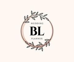 bl initialer brev bröllop monogram logotyper samling, hand dragen modern minimalistisk och blommig mallar för inbjudan kort, spara de datum, elegant identitet för restaurang, boutique, Kafé i vektor