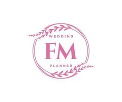 fm initialer brev bröllop monogram logotyper samling, hand dragen modern minimalistisk och blommig mallar för inbjudan kort, spara de datum, elegant identitet för restaurang, boutique, Kafé i vektor