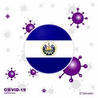 be för el salvador covid19 coronavirus typografi flagga stanna kvar Hem stanna kvar friska ta vård av din egen hälsa vektor