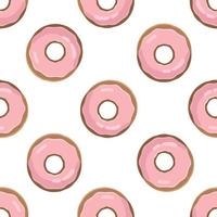 Donut nahtloses Muster. fast-food-illustration im flachen stil. rosa Donut-Textur-Illustration. vektor