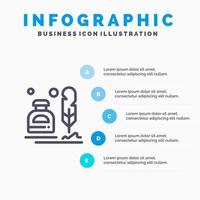 Tinte Erite Fell Brief Office Liniensymbol mit 5 Schritten Präsentation Infografiken Hintergrund vektor