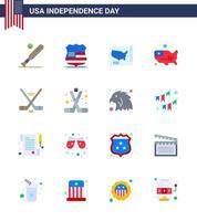 16 kreativ USA ikoner modern oberoende tecken och 4:e juli symboler av hockey sport säkerhet is sport USA redigerbar USA dag vektor design element