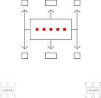 Workflow Workflow-Planung Business Moderne Planung Fett und dünne schwarze Linie Symbolsatz vektor