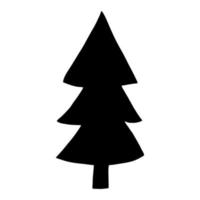 Weihnachtsbaum handgezeichnet im Doodle-Stil. silhouette, einfach, minimalismus, monochrom, skandinavisch. aufkleber, symbol neujahrsdekor vektor