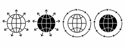 översikt silhuett global axpansion ikon uppsättning med annorlunda stil isolerat på vit bakgrund vektor