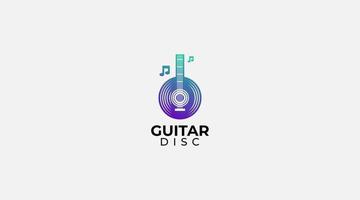 Vinyl-Schallplatte und E-Gitarren-Logo-Vorlage vektor
