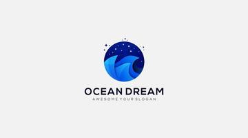 Ozean-Traum-Vektor-Logo-Design einfaches Symbol vektor