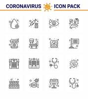 16 linje coronavirus sjukdom och förebyggande vektor ikon medicinsk bistånd tvättning gråt medicinsk skydda viral coronavirus 2019 nov sjukdom vektor design element