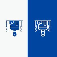 Pinselkonstruktion Farblinie und Glyphe solides Symbol blaues Banner Linie und Glyphe solides Symbol blaues Banner vektor