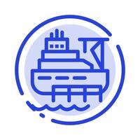 Schiff Boot Fracht Bau blau gepunktete Linie Symbol Leitung vektor