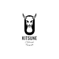 Frau Schönheit mit Maske Kitsune Kultur Logo Design Vektor