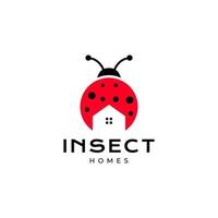 Insektenmarienkäfer mit buntem modernem Logodesignvektor des Hauses vektor