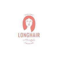 Gesicht Frauen lange Haare Schönheit sauber Logo-Design-Vektor vektor