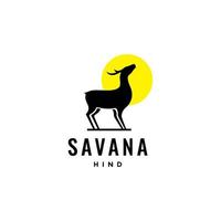 savana hintertier mit sonnenuntergang silhouette abstrakten logo design vektor