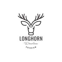 Head Deer Long Horn Line Art Hipster-Logo-Design vektor