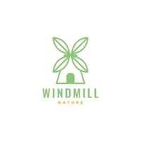 windmühle mit modernem logo-designvektor der blattnatur vektor