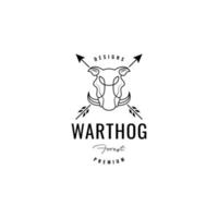 warthog jägare pilar minimal årgång logotyp design vektor