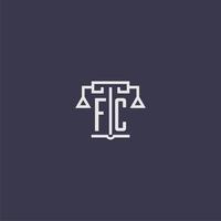 fc första monogram för advokatbyrå logotyp med skalor vektor bild