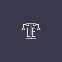 le första monogram för advokatbyrå logotyp med skalor vektor bild