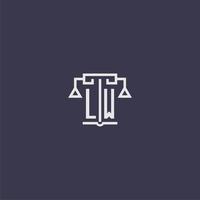 lw första monogram för advokatbyrå logotyp med skalor vektor bild