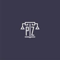pz första monogram för advokatbyrå logotyp med skalor vektor bild