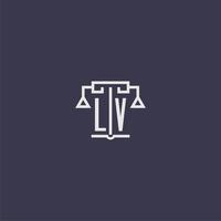 lv första monogram för advokatbyrå logotyp med skalor vektor bild