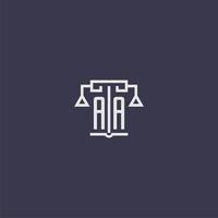 aa första monogram för advokatbyrå logotyp med skalor vektor bild