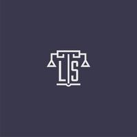 ls första monogram för advokatbyrå logotyp med skalor vektor bild