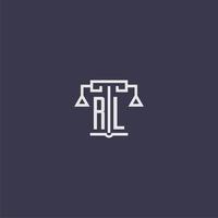 rl första monogram för advokatbyrå logotyp med skalor vektor bild