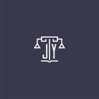 jy första monogram för advokatbyrå logotyp med skalor vektor bild