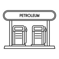 petroleum station ikon, översikt stil vektor