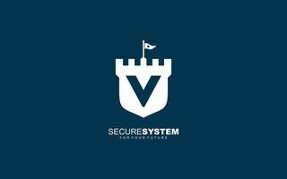 V-Logo-Festungsvektor für Identitätsunternehmen. Anfangsbuchstaben-Sicherheitsvorlagen-Vektorillustration für Ihre Marke. vektor