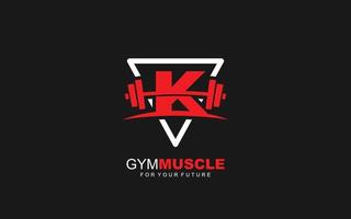 k-Logo-Fitnessstudio-Vektor für Identitätsunternehmen. Anfangsbuchstabe Fitness Vorlage Vektor Illustration für Ihre Marke.